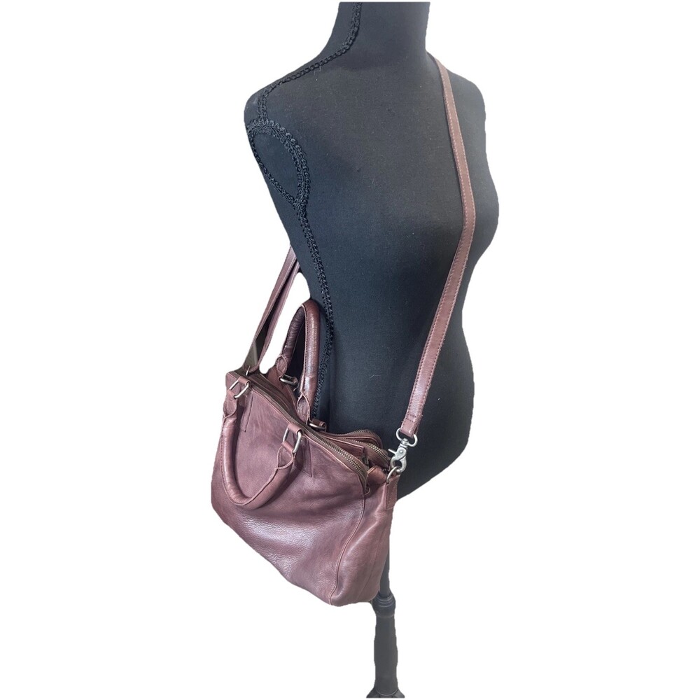 Day And Mood Chocolate Brown Leather Satchel Messenger Purse Bag Tote Classic